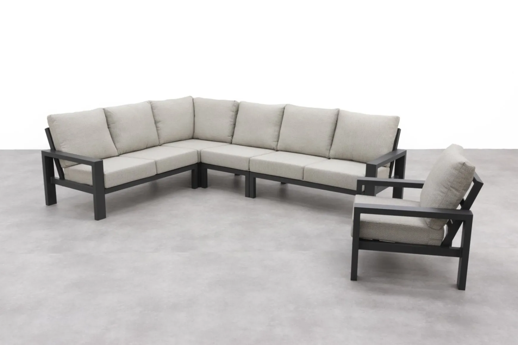 Verano/Jersey lounge- diningset + loungestoel - Antraciet