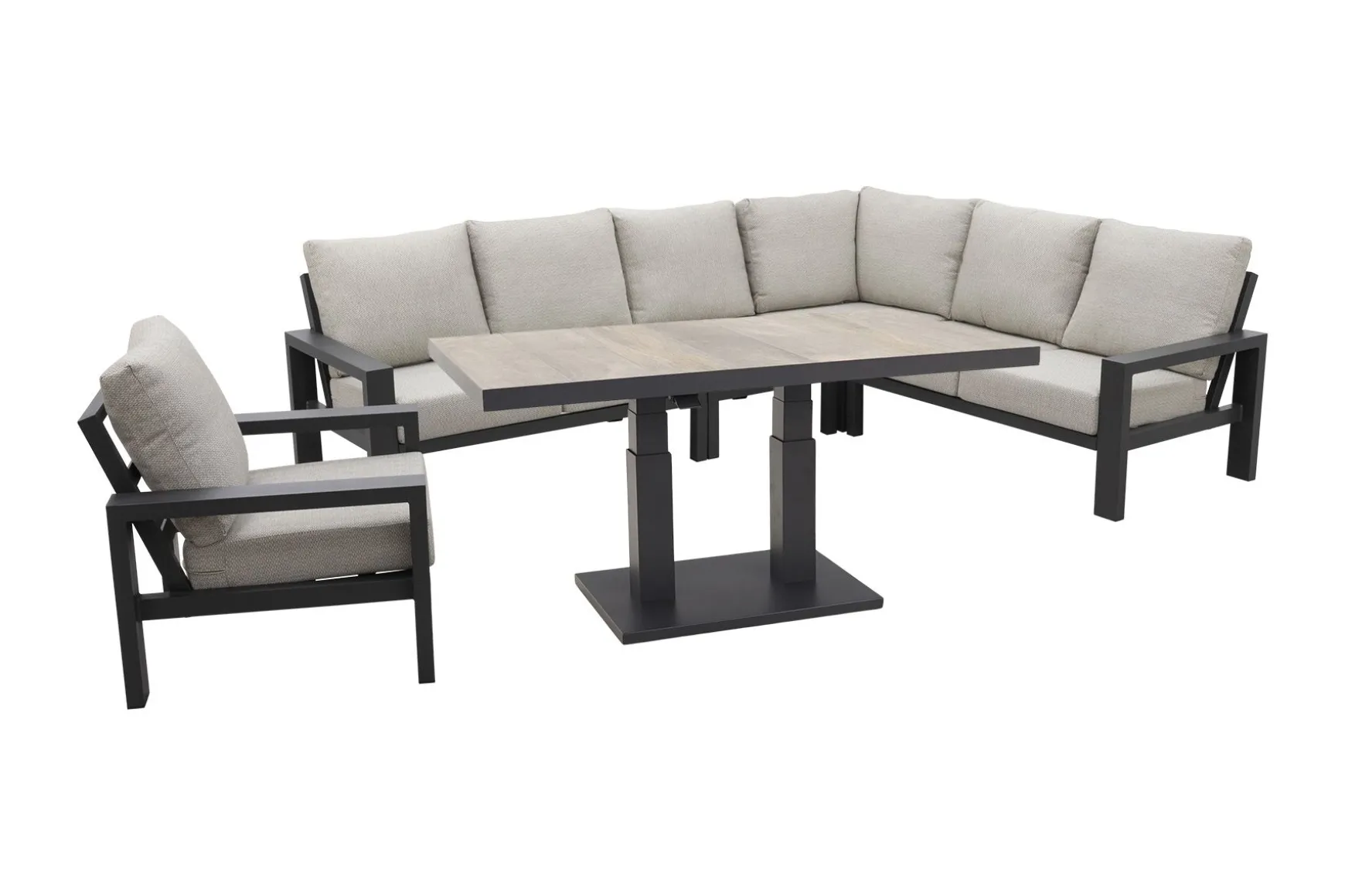 Verano/Jersey lounge- diningset + loungestoel - Antraciet