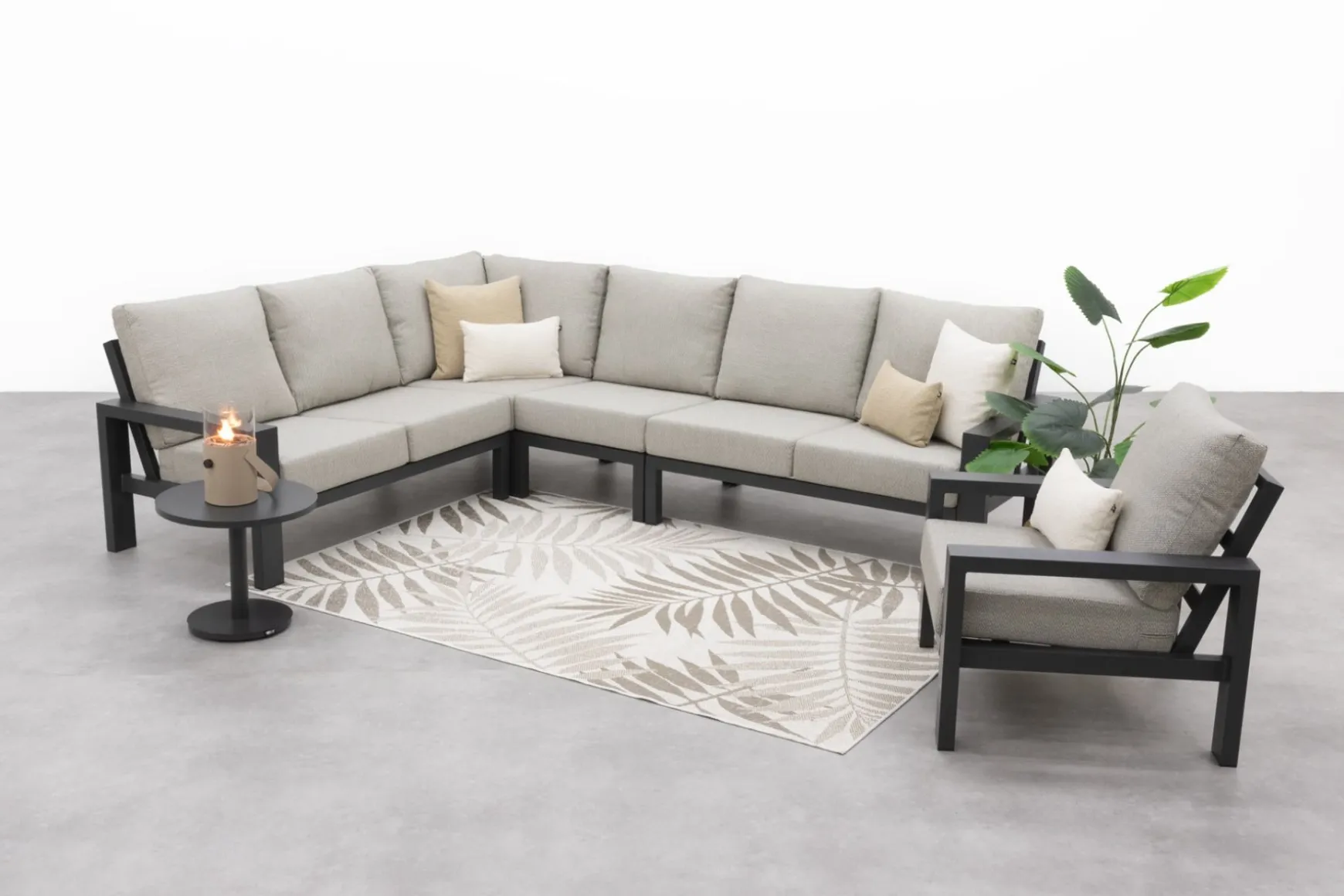 Verano/Jersey lounge- diningset + loungestoel - Antraciet