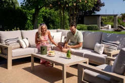 Verano lounge hoekbank + loungestoel (5-delig) - Latte