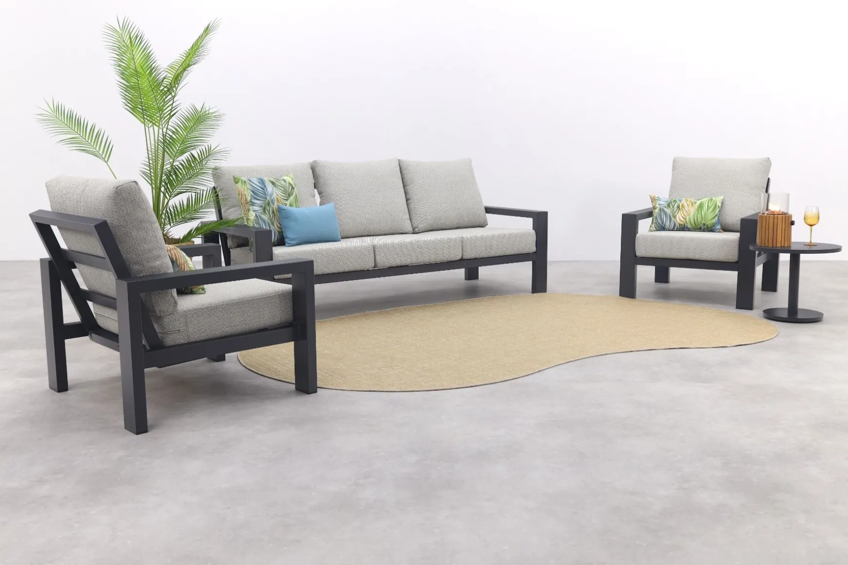 Verano stoel-bank loungeset (3-delig) - Royal Grey
