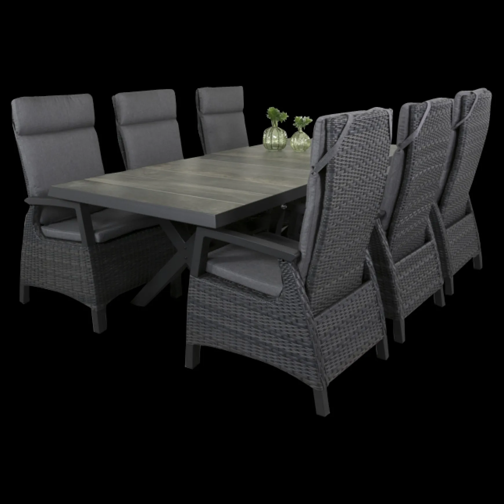 Verstelbare tuinset - Darwin wicker tuinstoel + Admiral tuintafel 224 cm.
