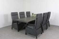 Verstelbare tuinset - Darwin wicker tuinstoel + Admiral tuintafel 224 cm.