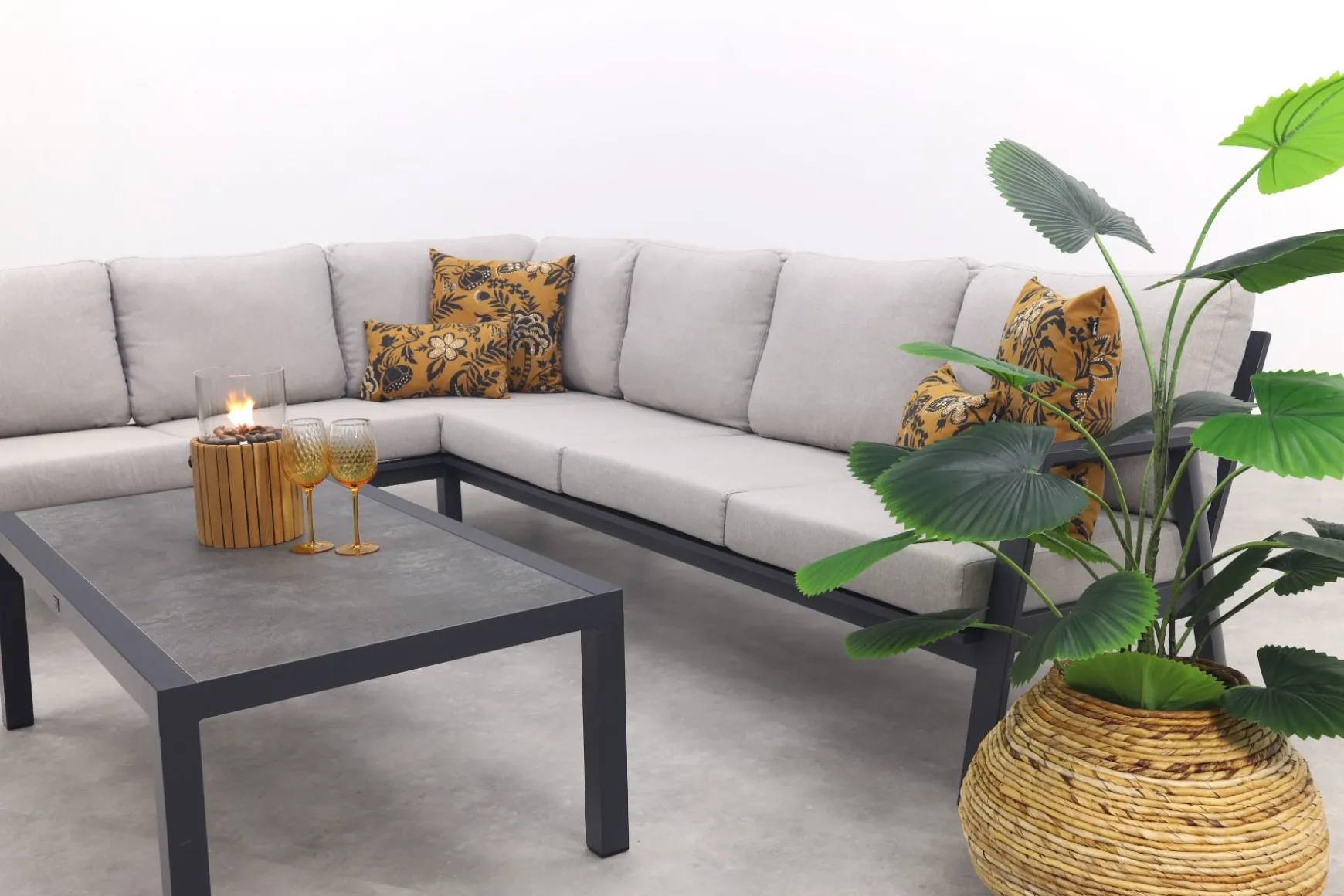 Viento/Atlanta L-vorm loungeset links/rechts opstelbaar- Royal Grey/Antraciet