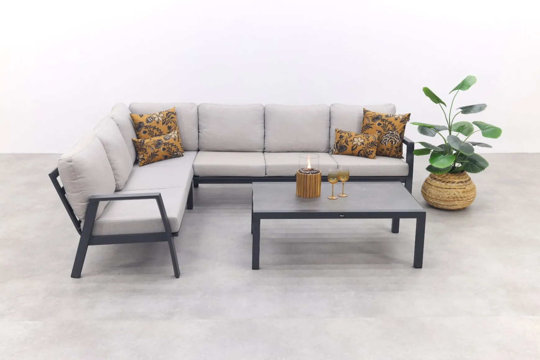 Viento/Atlanta L-vorm loungeset links/rechts opstelbaar- Royal Grey/Antraciet