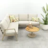 Viento/Canto aluminium hoekbank loungeset - Latte/Teak