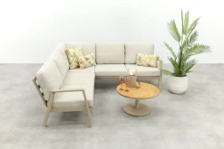 Viento/Canto aluminium hoekbank loungeset - Latte/Teak