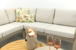 Viento/Canto aluminium hoekbank loungeset - Latte/Teak