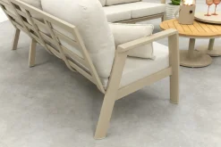 Viento/Canto aluminium hoekbank loungeset - Latte/Teak