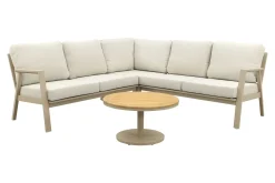 Viento/Canto aluminium hoekbank loungeset - Latte/Teak