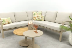 Viento/Canto aluminium hoekbank loungeset - Latte/Teak