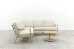 Viento/Canto aluminium hoekbank loungeset - Latte/Teak