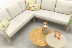 Viento/Canto aluminium hoekbank loungeset - Latte/Teak