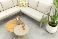 Viento/Canto aluminium hoekbank loungeset - Latte/Teak