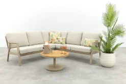 Viento/Canto aluminium hoekbank loungeset - Latte/Teak