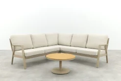 Viento/Canto aluminium hoekbank loungeset - Latte/Teak