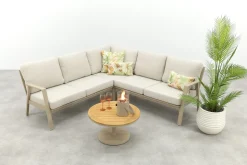 Viento/Canto aluminium hoekbank loungeset - Latte/Teak