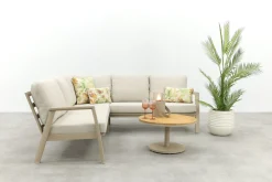 Viento/Canto aluminium hoekbank loungeset - Latte/Teak