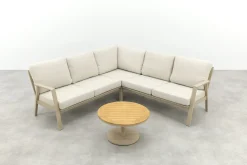 Viento/Canto aluminium hoekbank loungeset - Latte/Teak