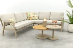 Viento/Canto aluminium hoekbank loungeset - Latte/Teak