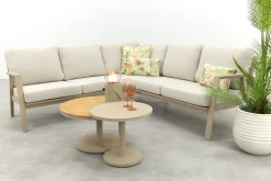 Viento/Canto aluminium hoekbank loungeset - Latte/Teak