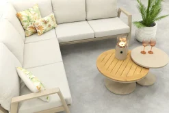 Viento/Canto aluminium hoekbank loungeset - Latte/Teak