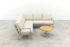 Viento/Canto aluminium hoekbank loungeset - Latte/Teak
