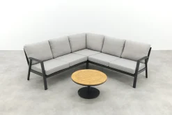 Viento/Canto aluminium hoekbank loungeset - Royal Grey/Teak
