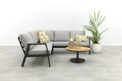 Viento/Canto aluminium hoekbank loungeset - Royal Grey/Teak