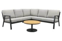 Viento/Canto aluminium hoekbank loungeset - Royal Grey/Teak