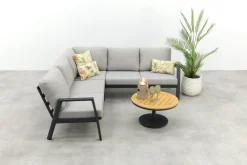 Viento/Canto aluminium hoekbank loungeset - Royal Grey/Teak