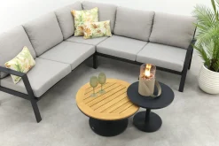 Viento/Canto aluminium hoekbank loungeset - Royal Grey/Teak