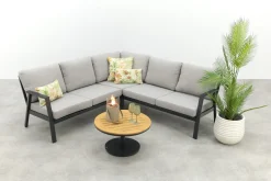 Viento/Canto aluminium hoekbank loungeset - Royal Grey/Teak