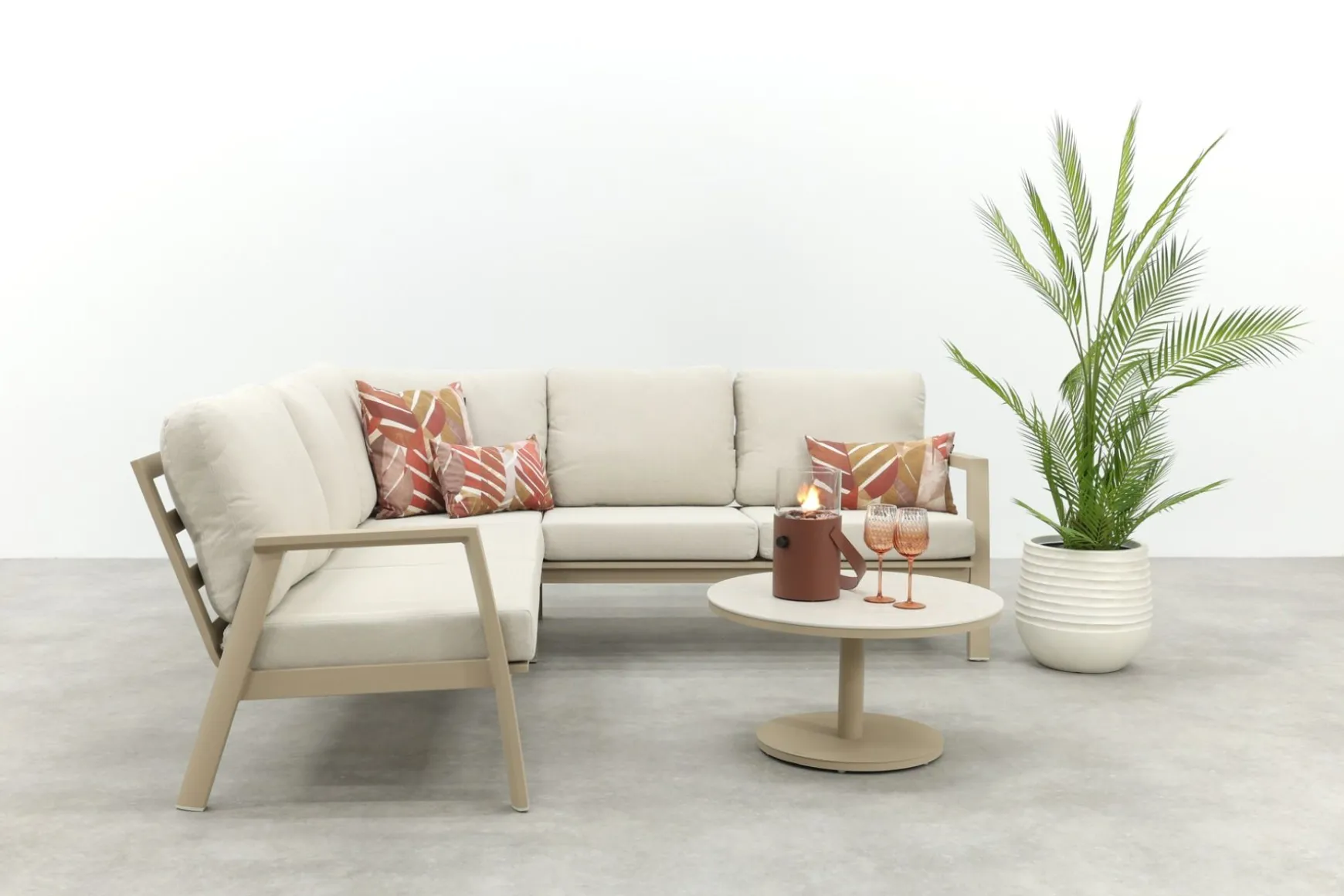 Viento/Canto aluminium hoekbank loungeset - Latte