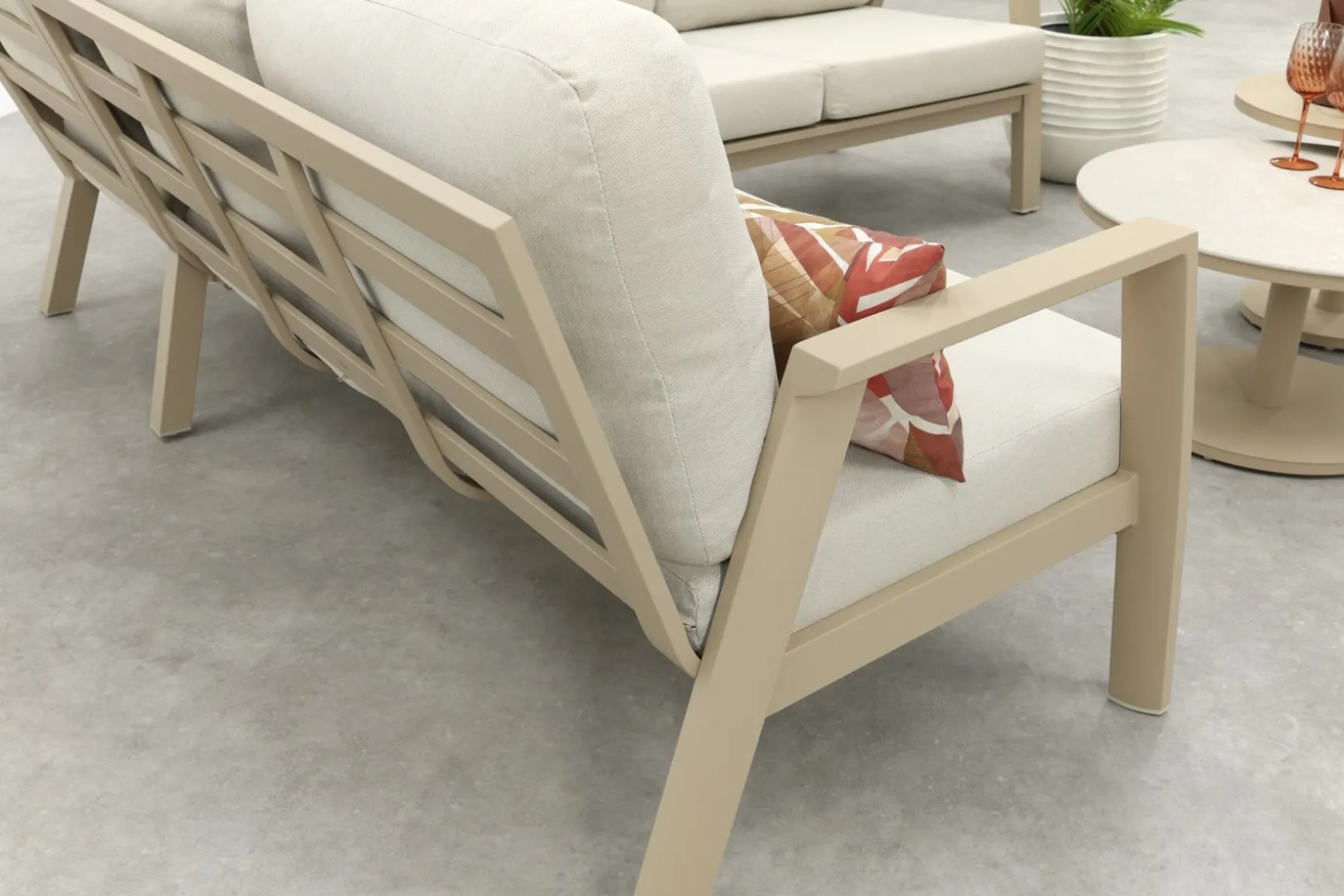Viento/Canto aluminium hoekbank loungeset - Latte