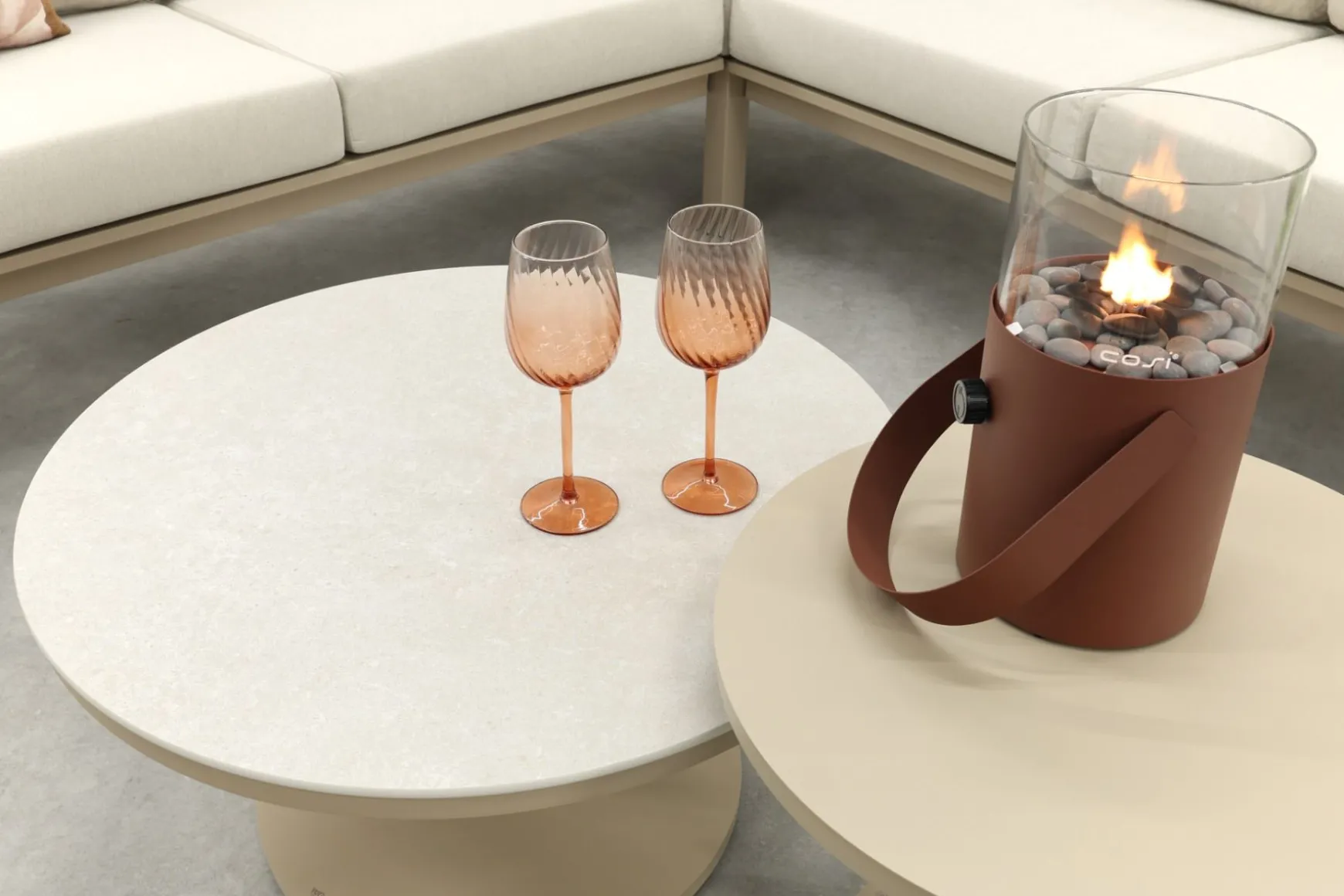 Viento/Canto aluminium hoekbank loungeset - Latte