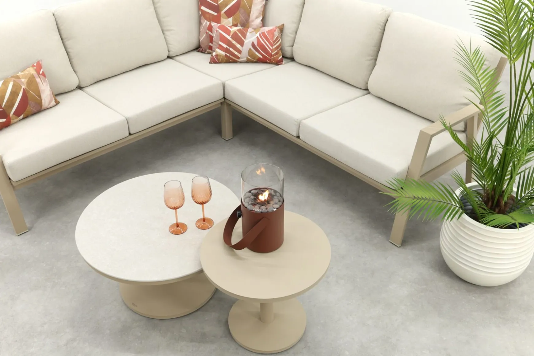 Viento/Canto aluminium hoekbank loungeset - Latte
