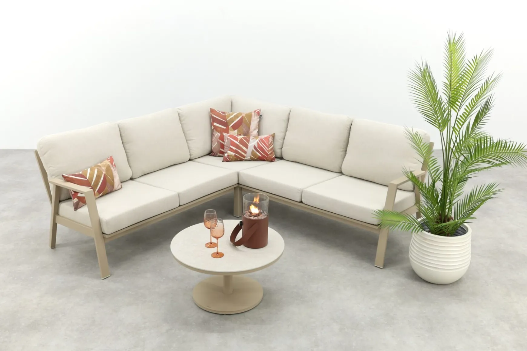 Viento/Canto aluminium hoekbank loungeset - Latte