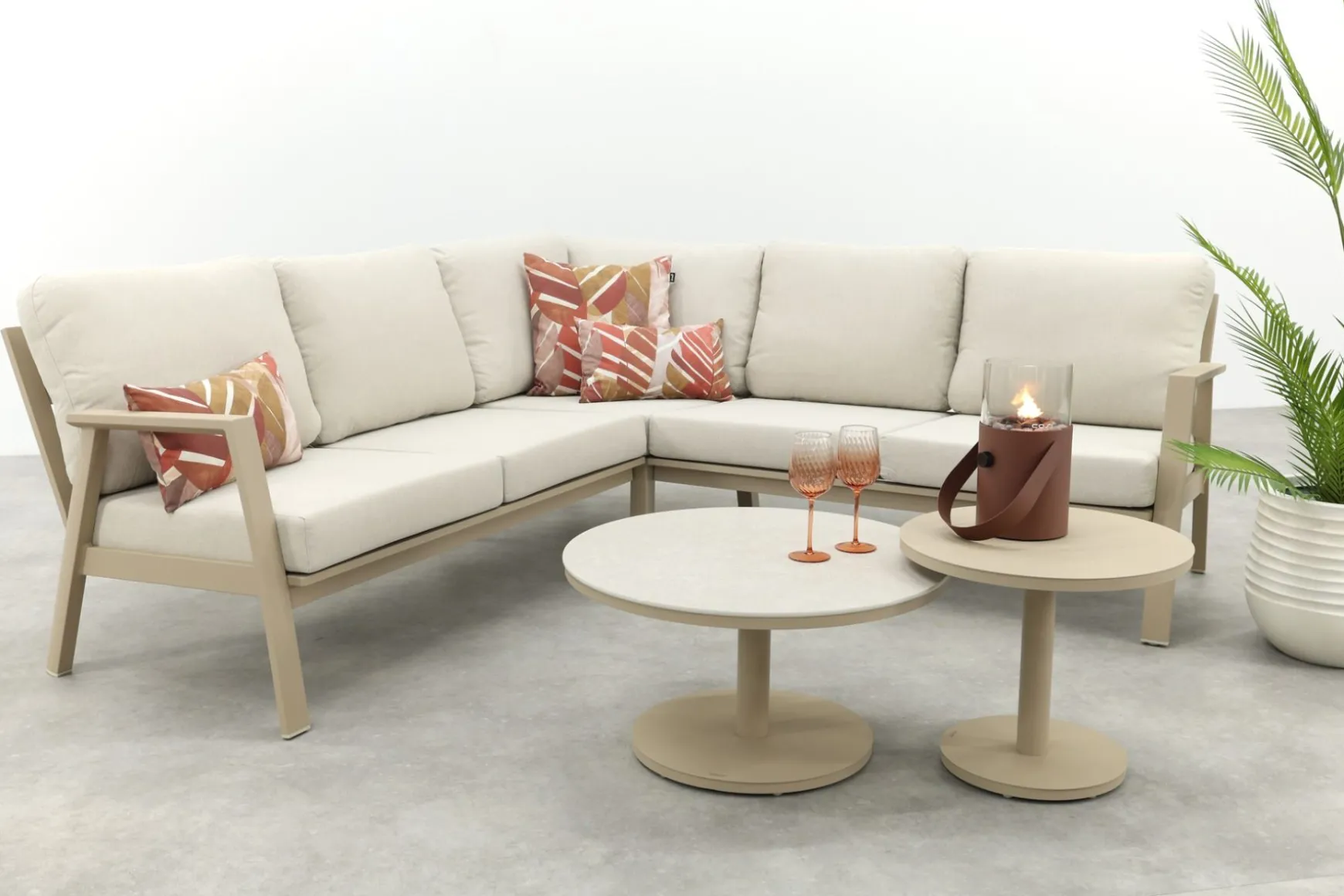 Viento/Canto aluminium hoekbank loungeset - Latte