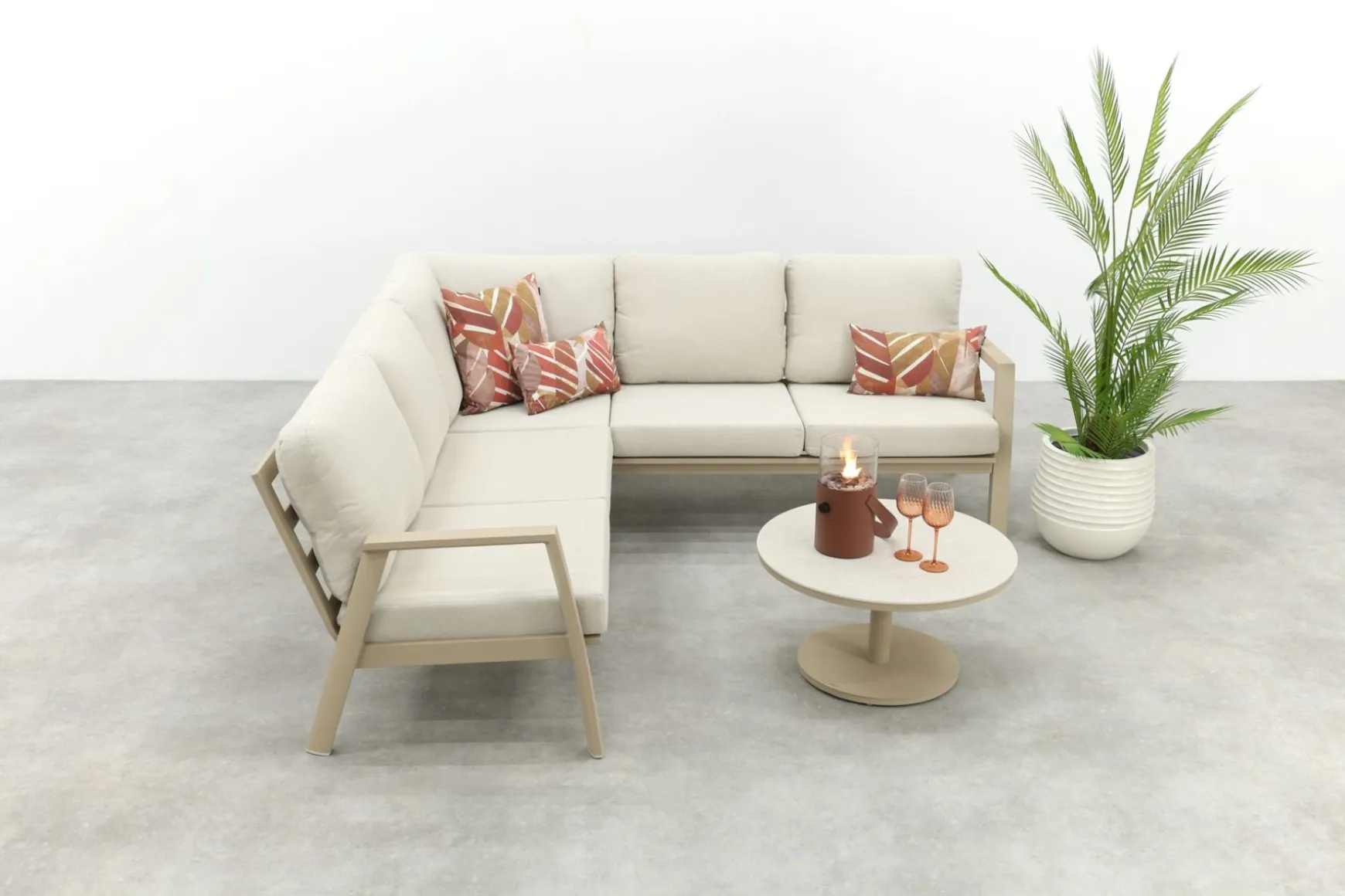 Viento/Canto aluminium hoekbank loungeset - Latte