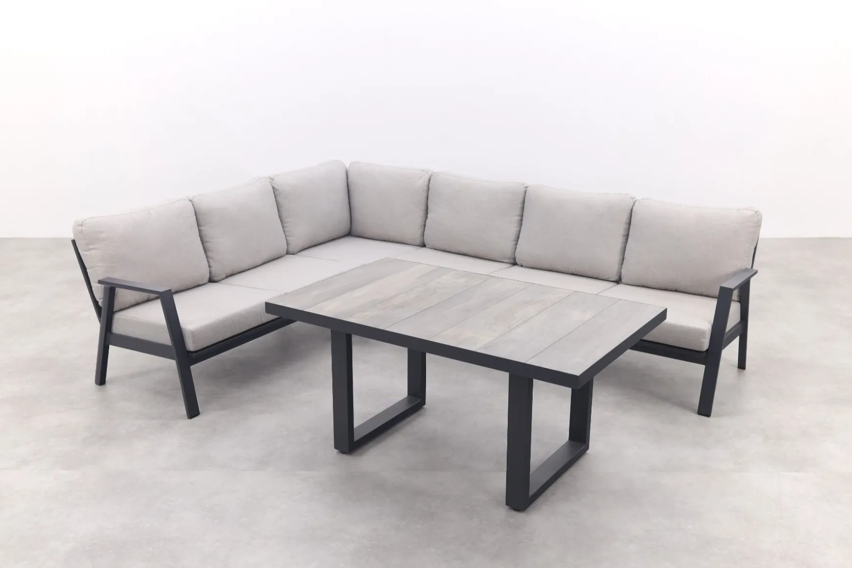 Viento/Darwin L-vorm lounge-/diningset links/rechts opstelbaar - Royal Grey/Antraciet