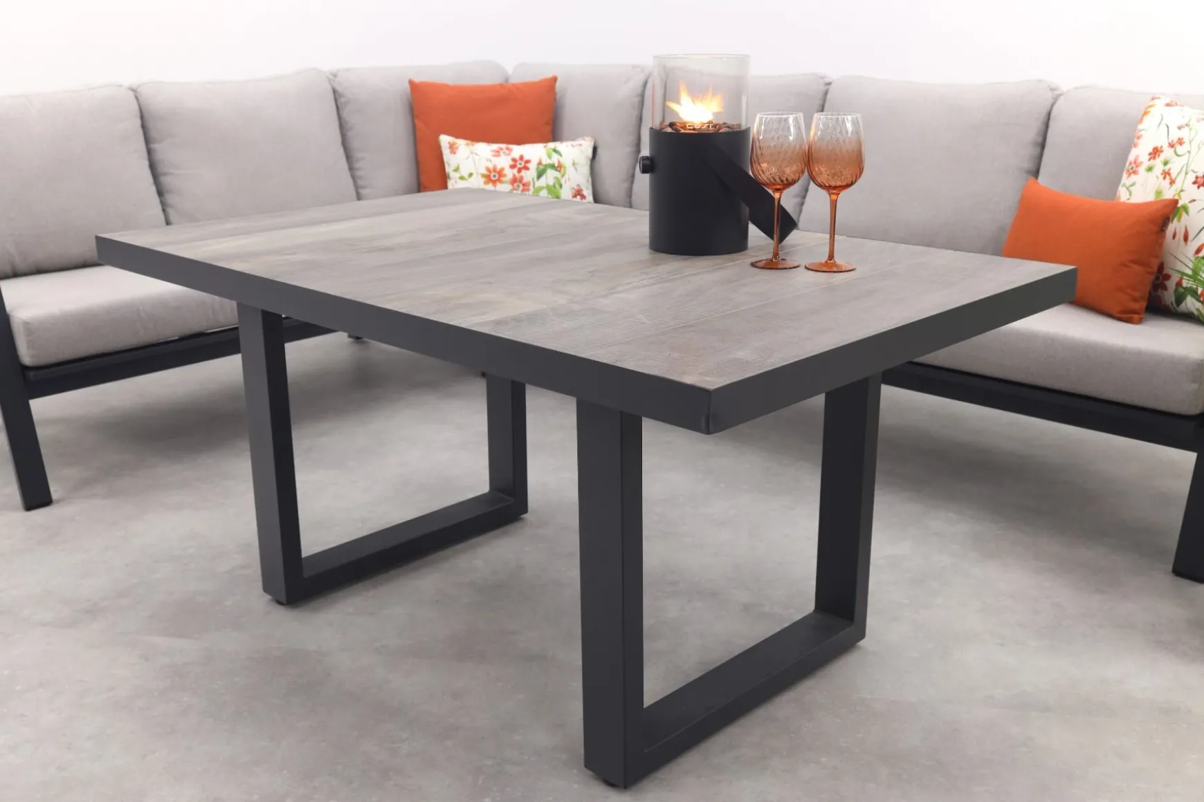 Viento/Darwin L-vorm lounge-/diningset links/rechts opstelbaar - Royal Grey/Antraciet