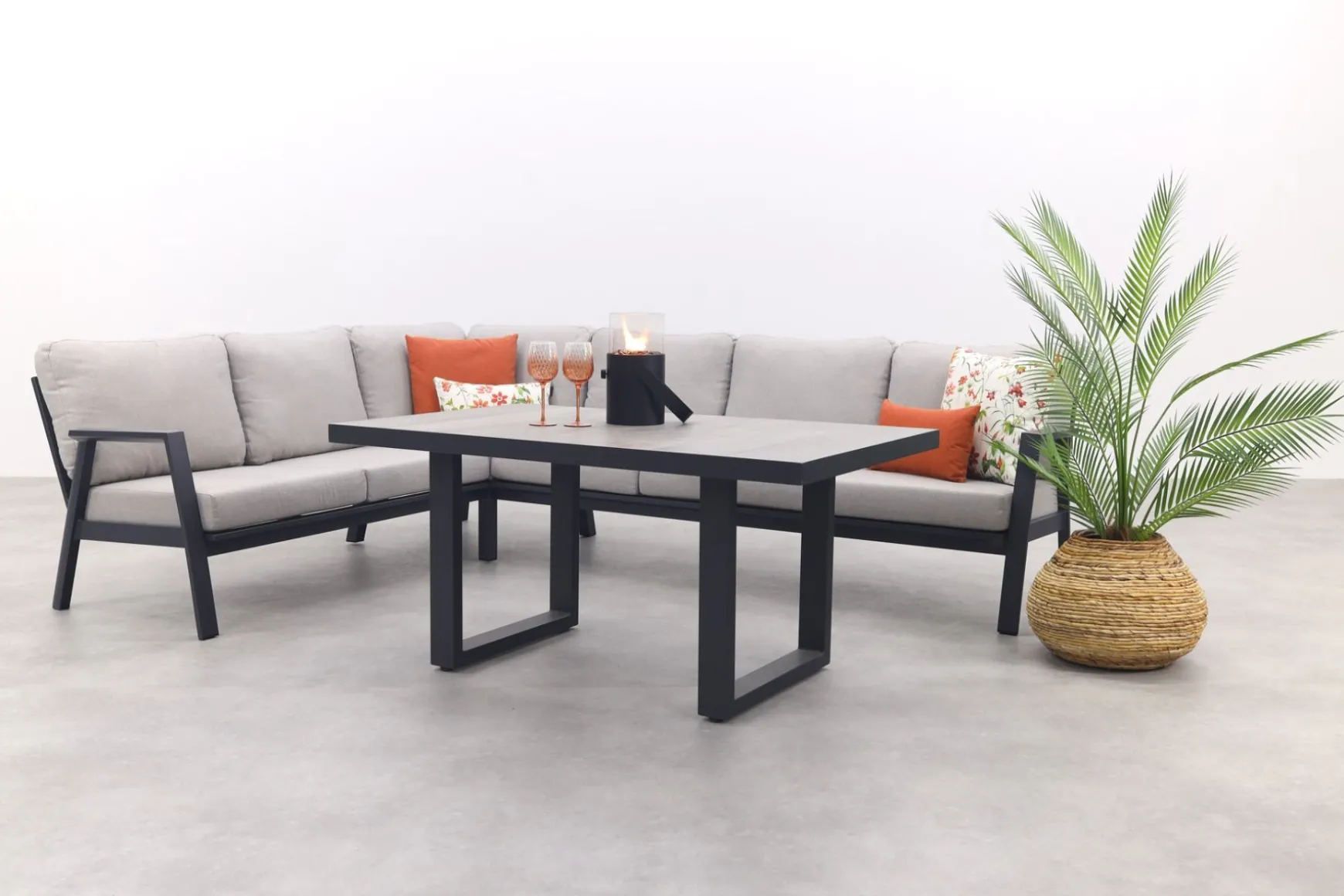 Viento/Darwin L-vorm lounge-/diningset links/rechts opstelbaar - Royal Grey/Antraciet
