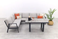 Viento/Darwin L-vorm lounge-/diningset links/rechts opstelbaar - Royal Grey/Antraciet