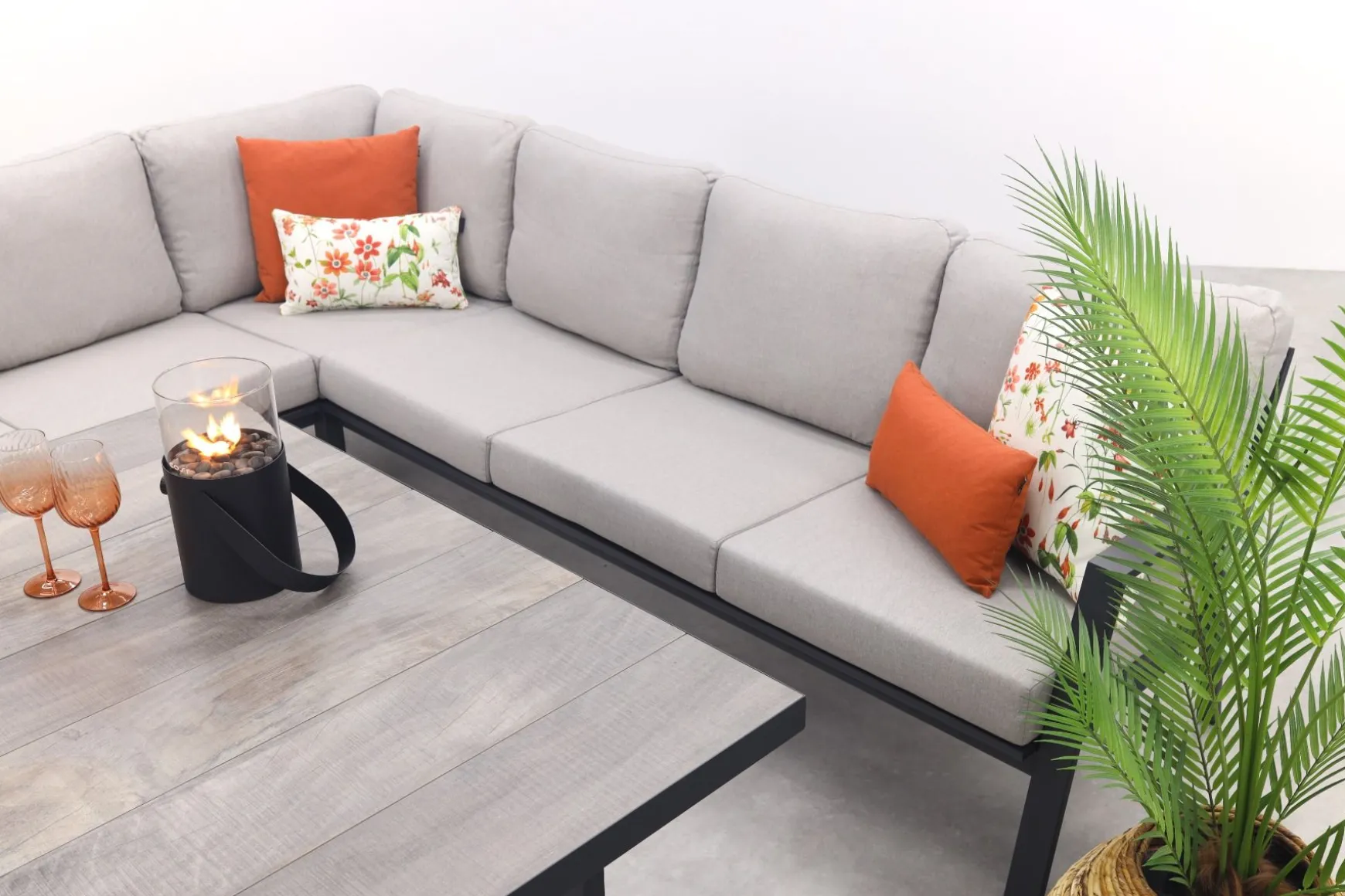 Viento/Darwin L-vorm lounge-/diningset links/rechts opstelbaar - Royal Grey/Antraciet