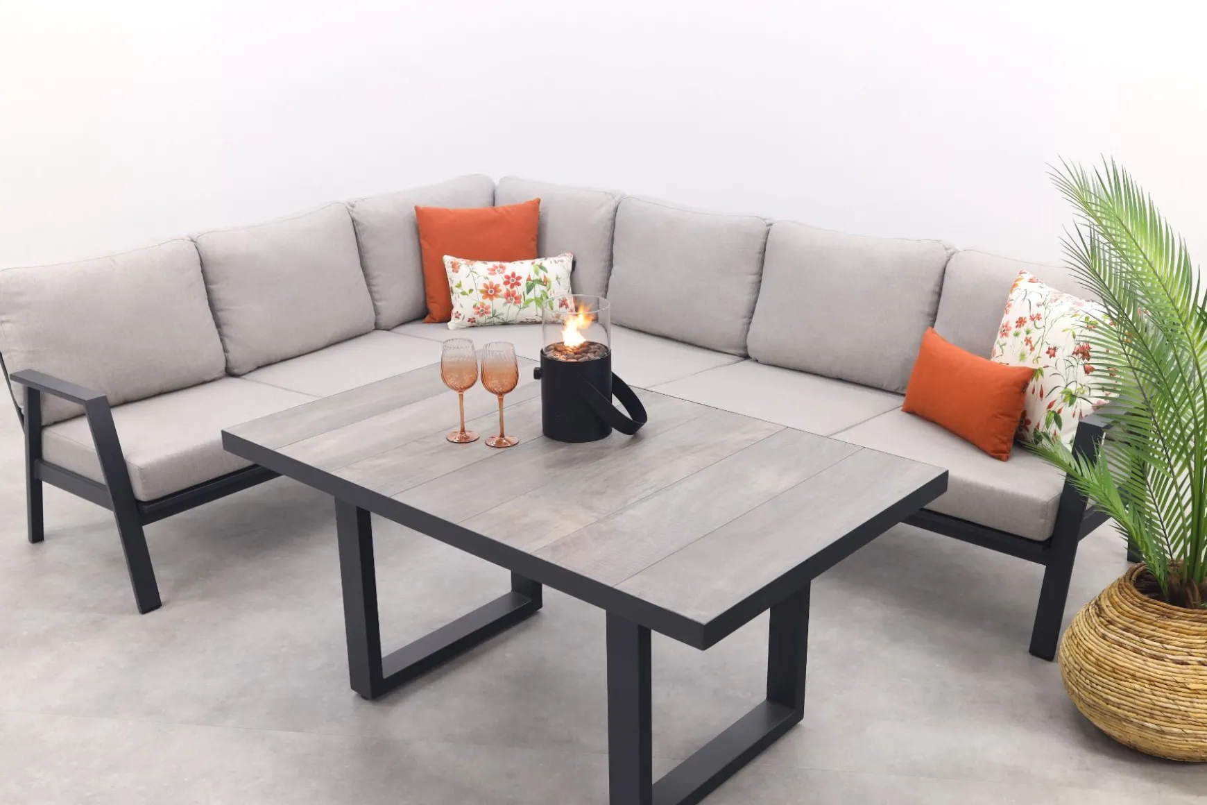 Viento/Darwin L-vorm lounge-/diningset links/rechts opstelbaar - Royal Grey/Antraciet