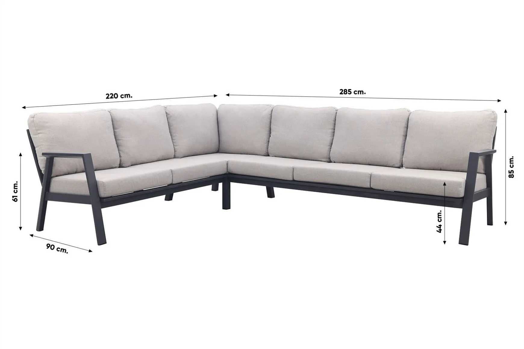 Viento L-vorm hoekbank links/rechts opstelbaar - Royal Grey