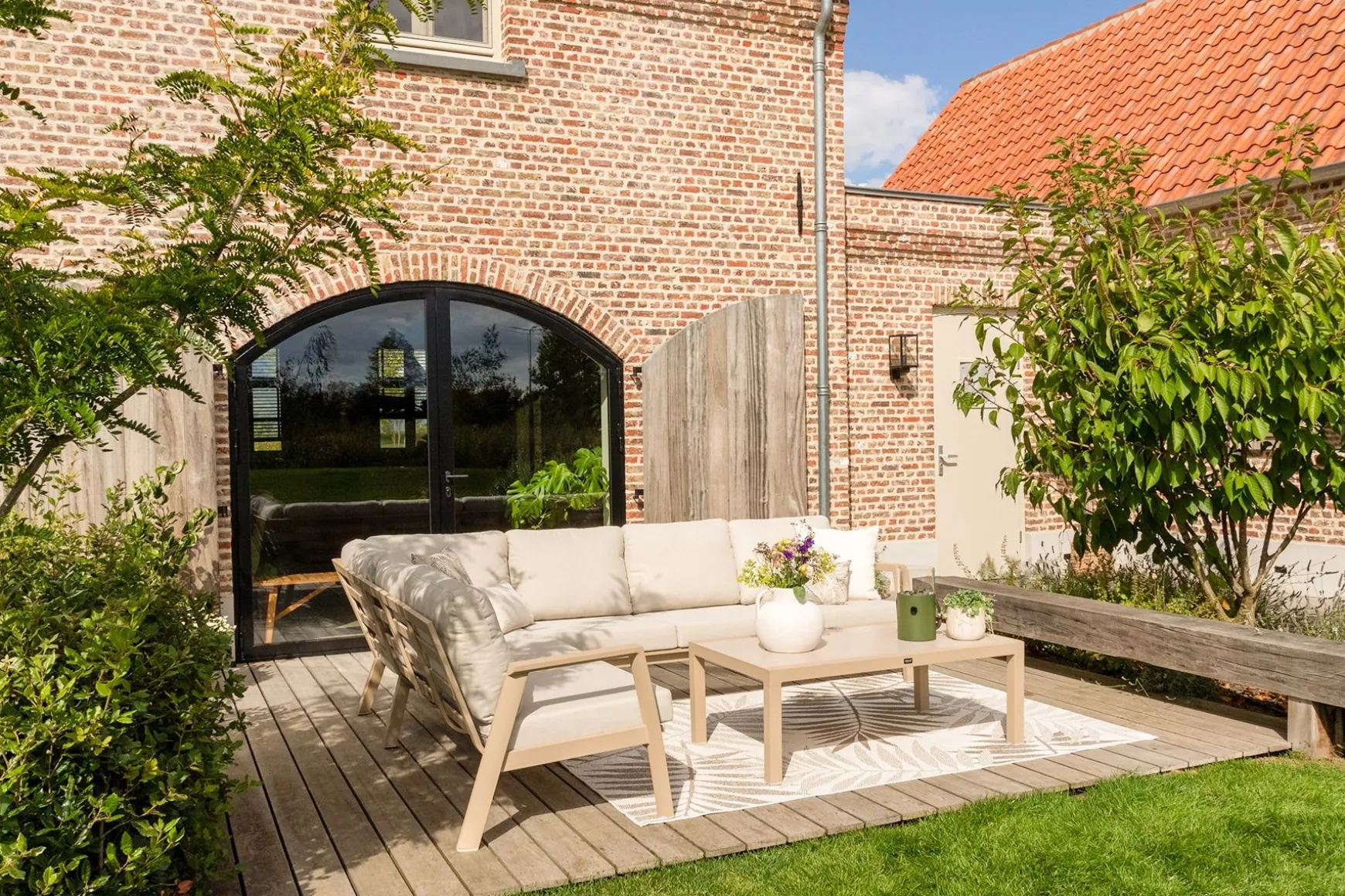 Viento L-vorm hoekbank links/rechts opstelbaar - Latte