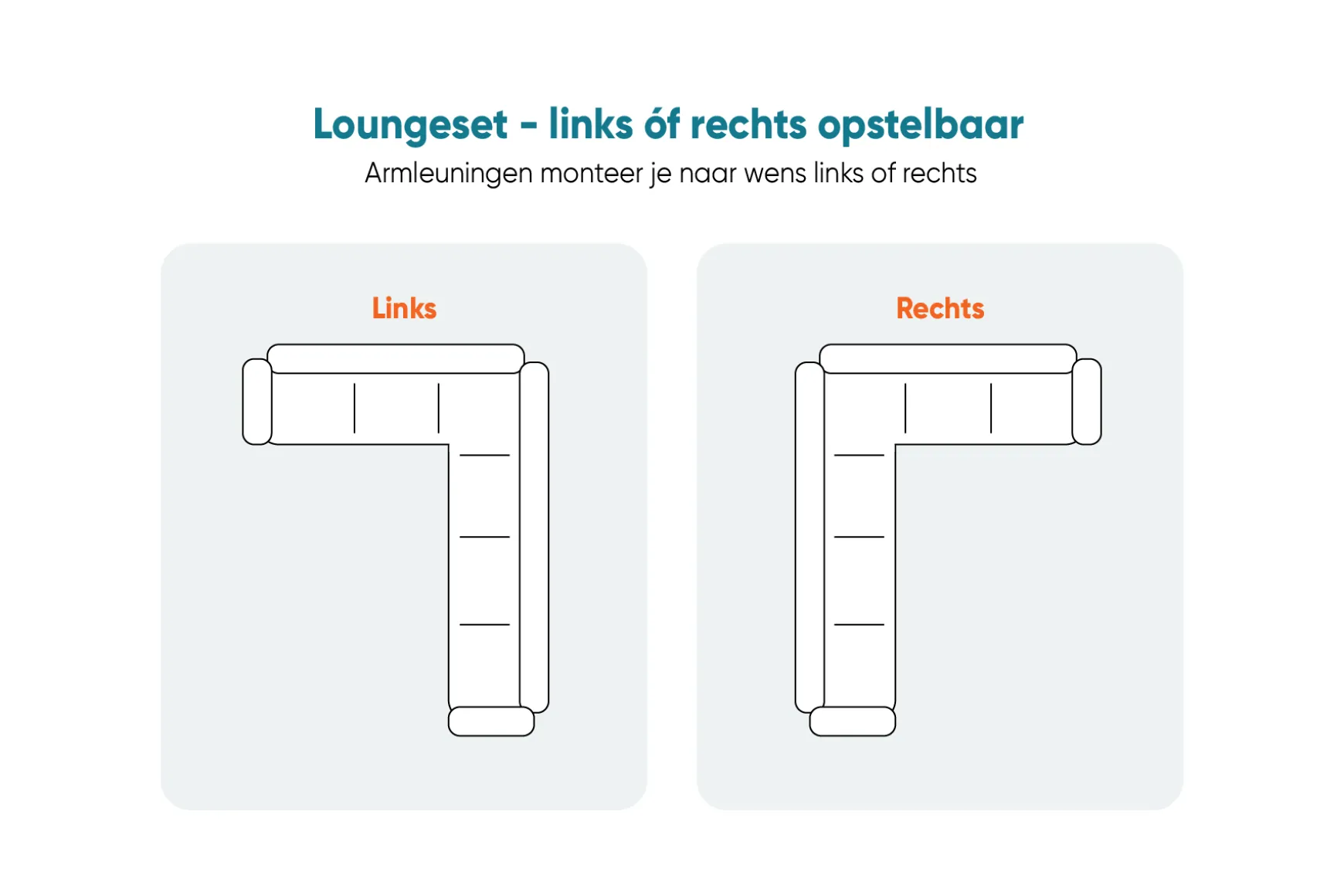Viento/Mindo L-vorm loungeset links/rechts opstelbaar - Royal Grey/Teak