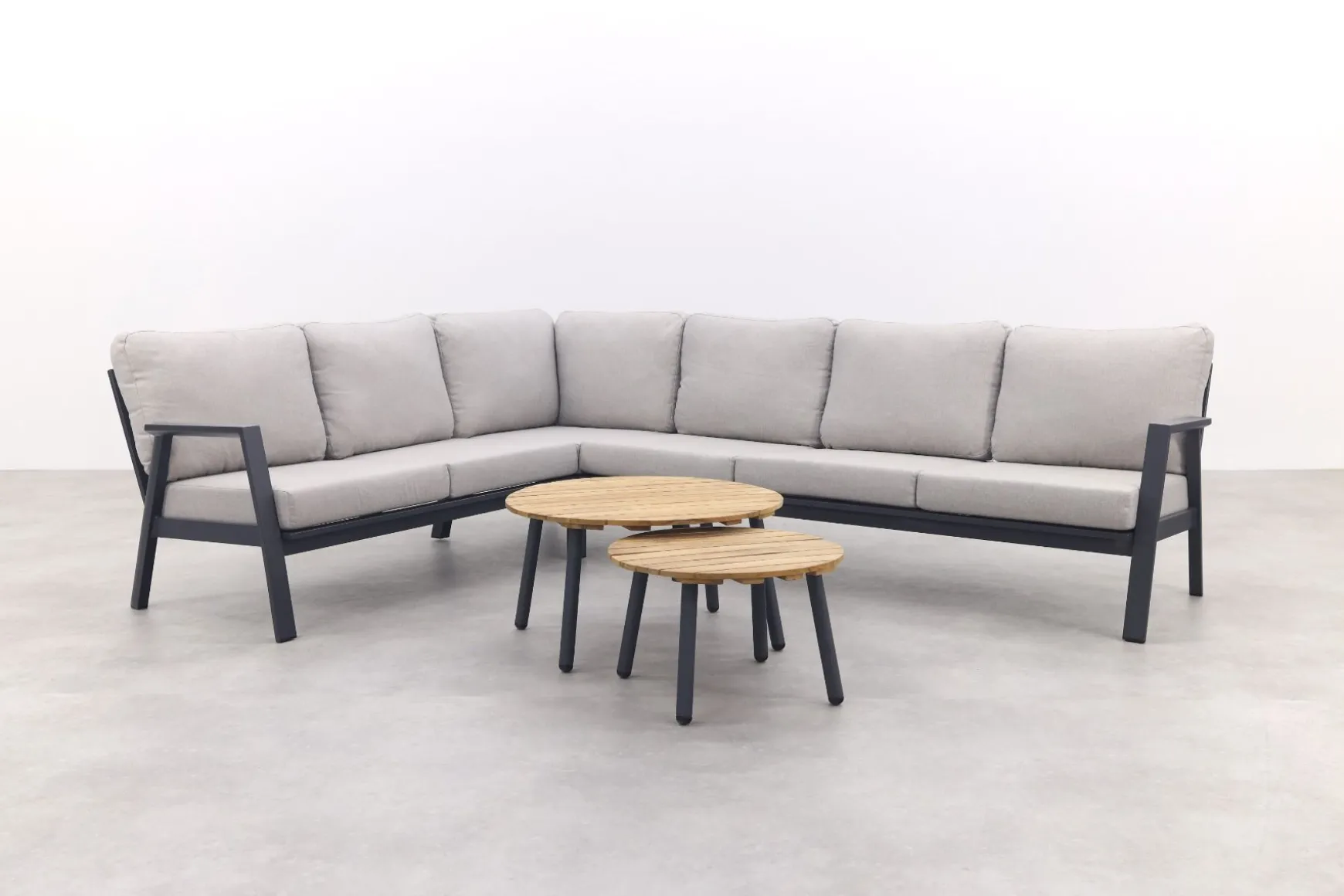 Viento/Mindo L-vorm loungeset links/rechts opstelbaar - Royal Grey/Teak